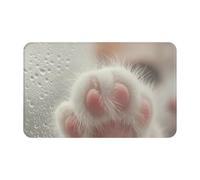 VOSERY Tapis de salle de bain doux, absorbant, antidérapant, lavable en machine, motif gouttes de pluie, pattes de chaton, 76,2 x 50,8 cm