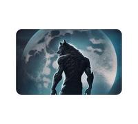 VOSERY Tapis de salle de bain doux, absorbant, antidérapant, lavable en machine, motif loup lune, guerrier, 76,2 x 50,8 cm