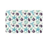 VOSERY Tapis de salle de bain doux, absorbant, antidérapant, lavable en machine, motif poissons, méduses et conques, 76,2 x 50,8 cm