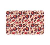 VOSERY Tapis de salle de bain doux, absorbant, antidérapant, lavable en machine, motif tête de mort et cœur 76,2 x 50,8 cm