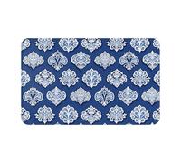 VOSERY Tapis de salle de bain doux, absorbant, antidérapant, lavable en machine, rétro traditionnel, bleu marine royal, 76,2 x 50,8 cm