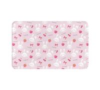 VOSERY Tapis de salle de bain doux et absorbant et antidérapant lavable en machine Motif lapin Rose 76,2 x 50,8 cm