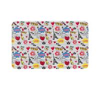 VOSERY Tapis de salle de bain jeune Tour Eiffel 76,2 x 50,8 cm - Doux, absorbant, antidérapant, lavable en machine