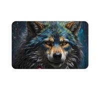 VOSERY Tapis de salle de bain vintage loup guerrier 76,2 x 50,8 cm, doux, absorbant, antidérapant, lavable en machine