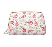 VOSERY Trousse de maquillage, trousse de toilette de voyage pour femme, grande capacité, coquilles de crevettes, algues, trousse de maquillage mignonne, trousse de maquillage en cuir imperméable