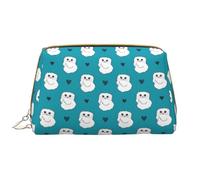 VOSERY Trousse de maquillage, trousse de toilette de voyage pour femme, grande capacité, ligne artistique, sac de maquillage blanc, joli cœur de chat, trousse de maquillage en cuir imperméable