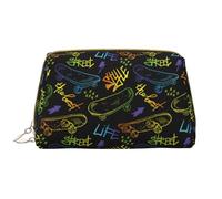 VOSERY Trousse de maquillage, trousse de toilette de voyage pour femme, grande capacité, lignes technologiques, planche à roulettes, sac de maquillage, jolie pochette de maquillage, étui de maquillage