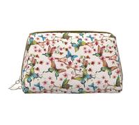 VOSERY Trousse de maquillage, trousse de toilette de voyage pour femme, grande capacité, motif floral avec papillons, jolie trousse de maquillage en cuir imperméable