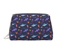 VOSERY Trousse de maquillage, trousse de toilette de voyage pour femme, grande capacité, motif requin, pieuvre, crabe, étoile de mer, trousse de maquillage en cuir imperméable