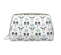VOSERY Trousse de maquillage, trousse de toilette de voyage pour femme, grande capacité, sac de maquillage de dessin animé, chèvre cool, tête de mort, fleur, trousse de maquillage mignonne, trousse de