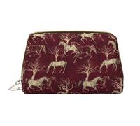 VOSERY Trousse de maquillage, trousse de toilette de voyage pour femme, grande capacité, sac de maquillage vintage, mignon cheval mort, trousse de maquillage mignonne, trousse de maquillage en cuir