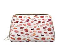 VOSERY Trousse de maquillage, trousse de toilette de voyage pour femme, grande capacité, sac de maquillage imprimé jambon, trousse de maquillage mignonne, trousse de maquillage en cuir imperméable