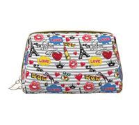 VOSERY Trousse de maquillage, trousse de toilette de voyage pour femme, grande capacité, tour Eiffel, trousse de maquillage jeune, jolie trousse de maquillage en cuir imperméable