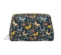 VOSERY Trousse de maquillage, trousse de toilette de voyage pour femme, grande capacité, trousse de maquillage, trousse de maquillage en cuir imperméable, motif fleurs et papillons