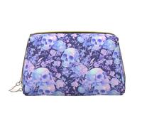 VOSERY Trousse de maquillage, trousse de toilette de voyage pour femme, grande capacité, trousse de maquillage en cuir étanche avec motif tête de mort, jolie pochette de maquillage