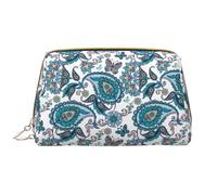 VOSERY Trousse de maquillage, trousse de toilette de voyage pour femme, grande capacité, trousse de maquillage en cuir imperméable, motif cachemire à fleurs vertes, papillons, jolie pochette de