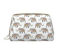 VOSERY Trousse de maquillage, trousse de toilette de voyage pour femme, grande capacité, trousse de maquillage motif éléphant indien, jolie pochette de maquillage en cuir imperméable
