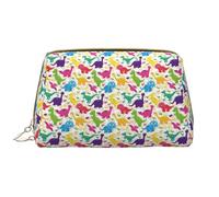 VOSERY Trousse de maquillage, trousse de toilette de voyage pour femme, grande capacité, trousse de maquillage colorée dinosaur_B, jolie trousse de maquillage en cuir imperméable