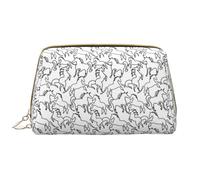 VOSERY Trousse de maquillage, trousse de toilette de voyage pour femme, grande capacité, trousse de maquillage simple, ligne noire, trousse de maquillage mignonne, trousse de maquillage en cuir