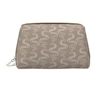 VOSERY Trousse de maquillage, trousse de toilette de voyage pour femme, grande capacité, trousse de maquillage minimaliste, ligne blanche, trousse de maquillage mignonne, trousse de maquillage en cuir