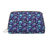 VOSERY Trousse de maquillage, trousse de toilette de voyage pour femme, grande capacité, trousse de maquillage bleue, tête de mort, rose, trousse de maquillage mignonne, trousse de maquillage en cuir