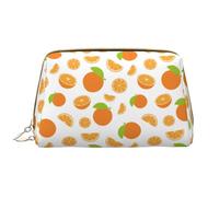 VOSERY Trousse de maquillage, trousse de toilette de voyage pour femme, grande capacité, trousse de maquillage orange douce, jolie pochette de maquillage, trousse de maquillage en cuir imperméable