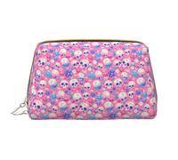 VOSERY Trousse de maquillage, trousse de toilette de voyage pour femme, grande capacité, trousse de maquillage rose, tête de mort bleue, trousse de maquillage mignonne, trousse de maquillage en cuir