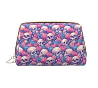 VOSERY Trousse de maquillage, trousse de toilette de voyage pour femme, grande capacité, trousse de maquillage blanche, tête de mort bleue, trousse de maquillage mignonne, trousse de maquillage en