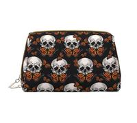 VOSERY Trousse de maquillage, trousse de toilette de voyage pour femme, grande capacité, trousse de maquillage motif tête de mort, jolie pochette de maquillage en cuir imperméable
