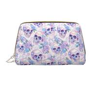 VOSERY Trousse de maquillage, trousse de toilette de voyage pour femme, grande capacité, trousse de maquillage blanche, motif tête de mort en cristal, jolie trousse de maquillage en cuir imperméable