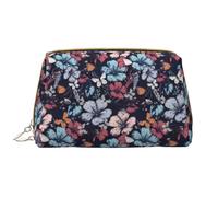 VOSERY Trousse de maquillage, trousse de toilette de voyage pour femme, grande capacité, trousse de maquillage avec fleurs et papillons, jolie trousse de maquillage en cuir imperméable