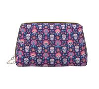 VOSERY Trousse de maquillage, trousse de toilette de voyage pour femme, grande capacité, trousse de maquillage colorée, feuille de fleur, tête de mort, trousse de maquillage mignonne, trousse de