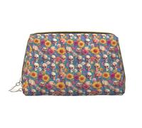 VOSERY Trousse de maquillage, trousse de toilette de voyage pour femme, grande capacité, trousse de maquillage, motif tête de mort, tournesol, marguerite, jolie trousse de maquillage en cuir