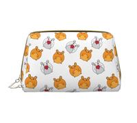 VOSERY Trousse de maquillage, trousse de toilette de voyage pour femme, grande capacité, version Q de sac de maquillage mignon hamster, trousse de maquillage mignonne, trousse de maquillage en cuir