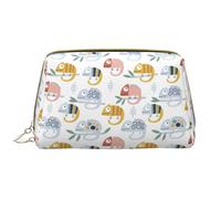 VOSERY Trousse de maquillage, trousse de toilette de voyage pour femme, grande capacité, version Q, jolie trousse de maquillage caméléon, lézard, trousse de maquillage en cuir imperméable