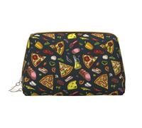 VOSERY Trousse de maquillage, trousse de toilette de voyage pour femme, trousse de maquillage à jambon, poivre, pizza, grande capacité, trousse de maquillage, jolie trousse de maquillage en cuir