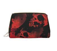 VOSERY Trousse de maquillage, trousse de toilette de voyage pour femme, trousse de maquillage rouge et noir, motif tête de mort abstraite, grande capacité, trousse de maquillage mignonne, trousse de