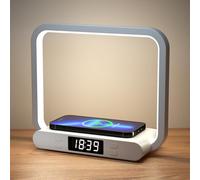 VOSFEEL Lampe de chevet avec fonction de charge, tactile 4 en 1 à intensité variable avec horloge, veilleuse