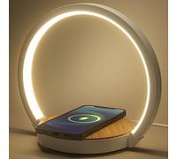 VOSFEEL Lampe de Chevet Chargeur sans Fil Lampe de Nuit avec Chargeur Induction Veilleuse Tactile LED 3 Intensité Variable avec Lumière Douce, Angle d’éclairage de 180° Pour Chambre, Salle D'étude