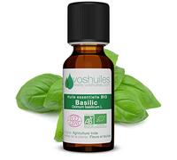 VOSHUILES.COM HUILES ESSENTIELLES & VEGETALES - Huile Essentielle BIO de Basilic Herbacé 125ml - 100% Pure et Naturelle - HEBBD et ECOCERT - Idéal Digestion et Fatigue - Parfum Herbacé -