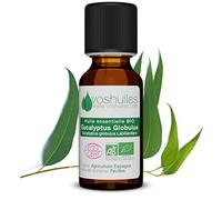 VOSHUILES - Huile Essentielle BIO d'Eucalyptus Globulus - 20ml - 100% Pure et Naturelle - Parfum Frais et Camphré - Usage Culinaire et Diffusion - Bio Certifiée