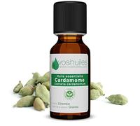 Voshuiles - Huile Essentielle Cardamome - 2ml - 100% Pure et Naturelle - HEBBD - Utilisation en Massage dans Huile Végétale - Parfum Très Aromatique - Traçabilité et Qualité - Entreprise Française