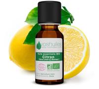 Voshuiles - Huile Essentielle Citron Bio 20ml - Parfum Frais d'Agrumes - Fortifiante et Purifiante - Huiles Essentielles de Qualité - 100% Pure et Naturelle - HEBBD et Certifiée ECOCERT