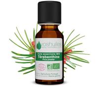 VOSHUILES - Huile Essentielle de Térébenthine - Distillation Intégrale à la Vapeur - Flacon Verre Ambré avec Bouchon Sécurité et Compte-Gouttes - 60ml