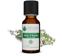VOSHUILES - Huile Essentielle de Thym à Thymol - 20ml - Pure et Naturelle - Flacon Verre Ambré avec Compte-Gouttes - Distillation Vapeur - Aromathérapie