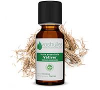 Voshuiles - Huile Essentielle Vétiver - 5ml - 100% Pure et Naturelle - HEBBD - Notes Boisées et Fraiches - Parfum Chaud Epicé - Traçabilité et Qualité - Entreprise Française