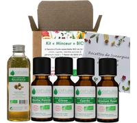VOSHUILES - Kit Minceur - 4 Huiles Essentielles + 1 Végétale Bio - 100% Pure et Naturelle - HEBBD, Ecocert - Citron, Cyprès, Menthe Poivrée, Géranium Rosat, Macadamia - Massage - 4x5ml, 1x50ml