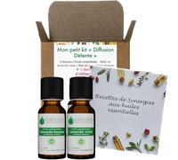 VOSHUILES - Mon Petit Kit Diffusion Détente - 2 Huiles Essentielles Bio - 100% Pure et Naturelle - HEBBD, Ecocert - Camomille Romaine, Lavande Vraie - Pour Diffuseur - 1x5ml, 1x10ml