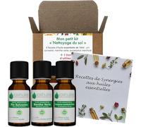 VOSHUILES - Mon Kit Petit Nettoyage du Sol - 3 Huiles Essentielles Bio - 100% Pure et Naturelle - HEBBD, Ecocert - Pin Sylvestre, Menthe Verte, Eucalyptus Mentholé - Applications Diverses - 3x10ml