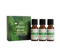 VOSHUILES - Kit Diffusion Boisée 3x10ml - Trio d'Huiles Essentielles de Cyprès et Cèdre et Pin Sylvestre - Flacons Verre Ambré avec Bouchon de Sécurité